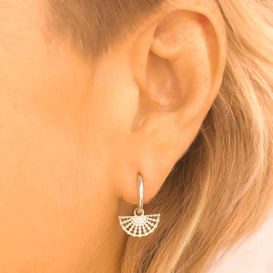 Silver Surya Huggie Hoops