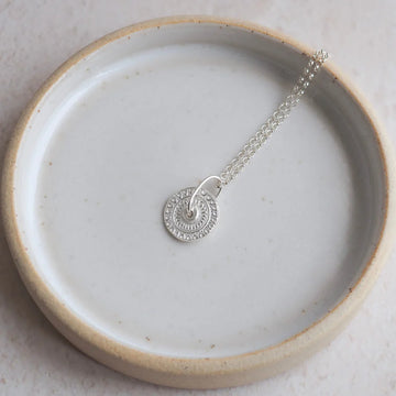Silver Talisman Spinner Pendant Necklace