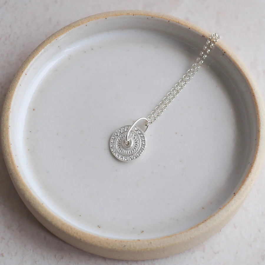 Silver Talisman Spinner Pendant Necklace