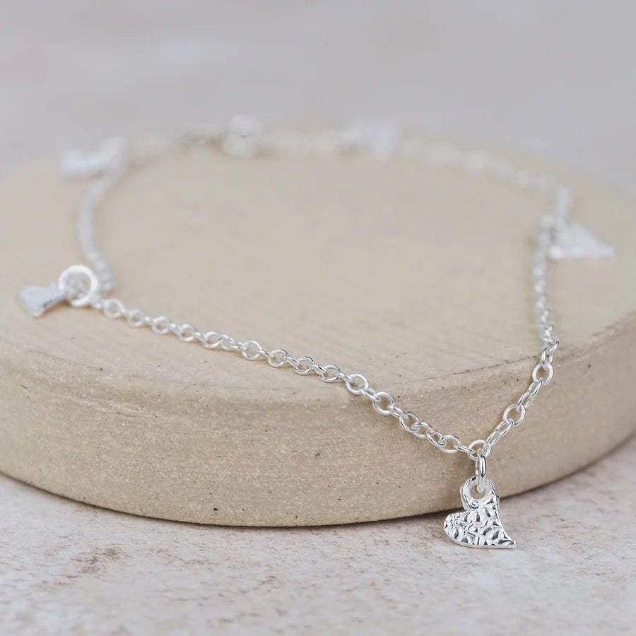 Silver Tilted Heart Anklet