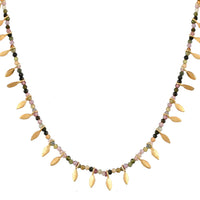 Tourmaline Leaf Charm Necklace