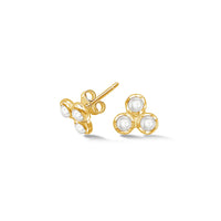 Pearl Trio Stud Earrings Gold Vermeil