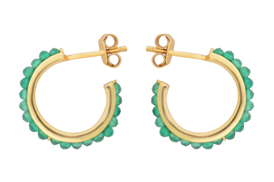 Venus Green Onyx Hoop Earrings