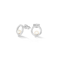 Open Circle & White Pearl Waterfall Earrings