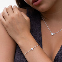 Silver White Topaz Trilion Chain Bracelet