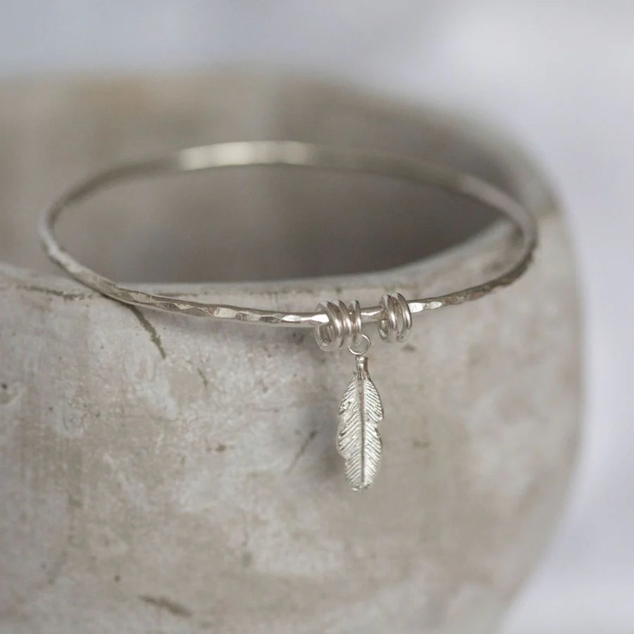 Silver Feather Bangle