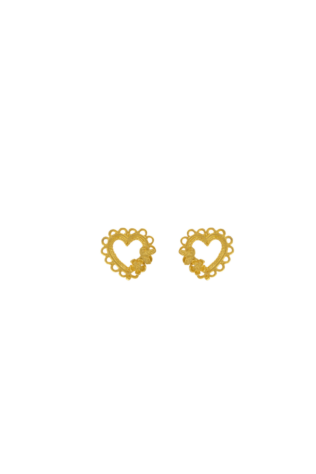 Lace Edged Heart Stud Earrings