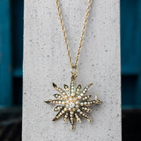 Victorian Seed Pearl Star Brooch/Pendant