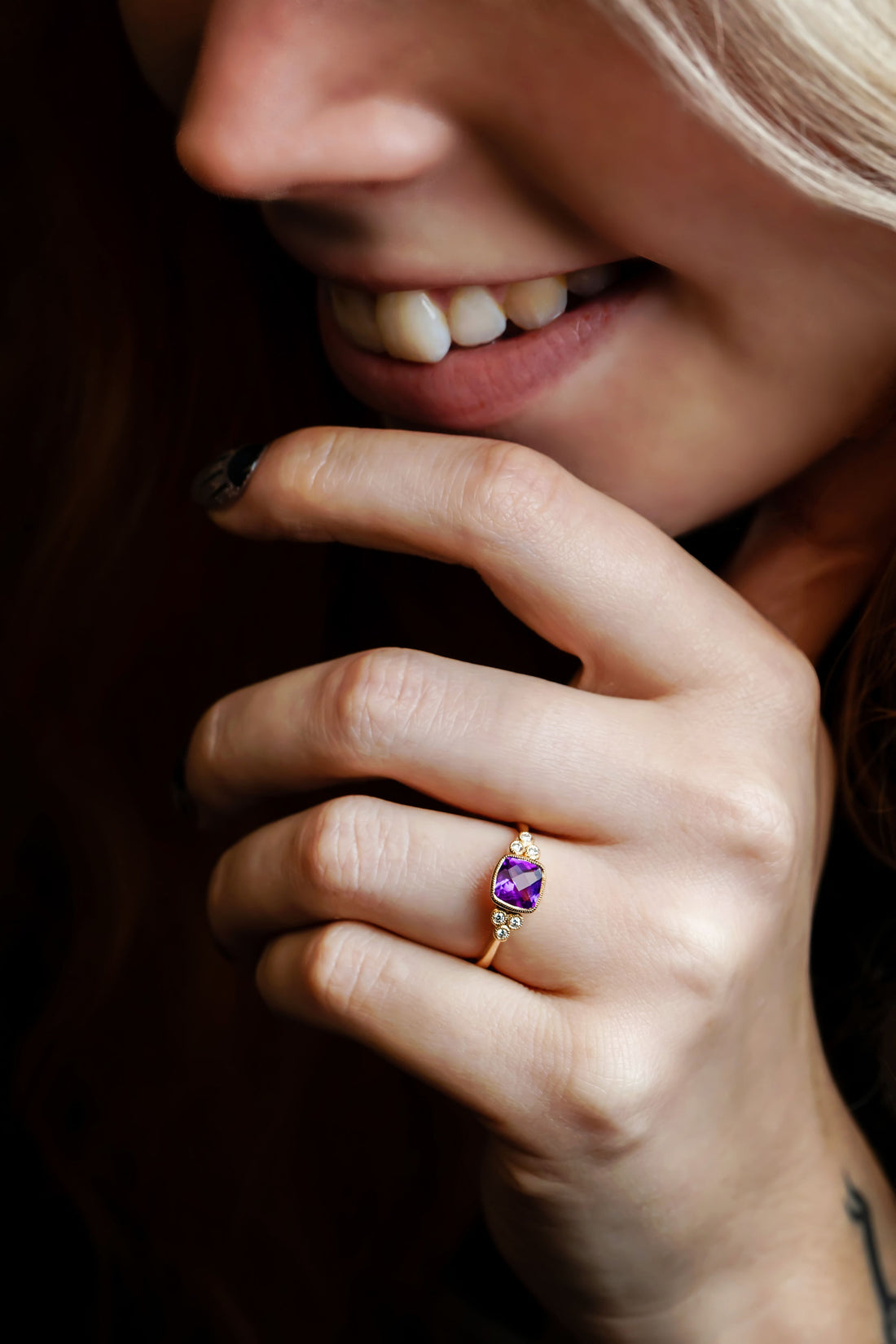 Amethyst and Diamond Ring