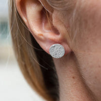 Silver Circle Textured Studs