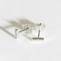 ANTIQUE TEXTURE SILVER BAR STUD Earrings