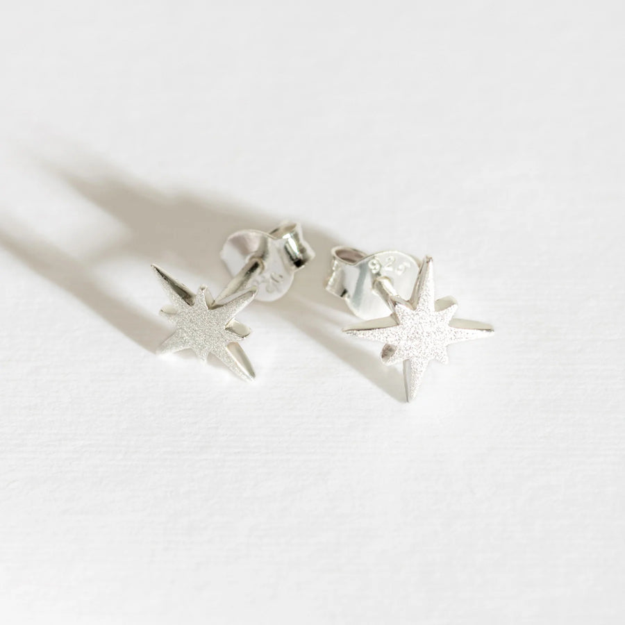 BRUSHED SILVER NORTH STAR STUDS