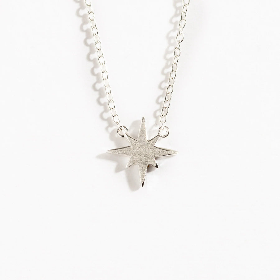 BRUSHED SILVER NORTH STAR NECKLACE