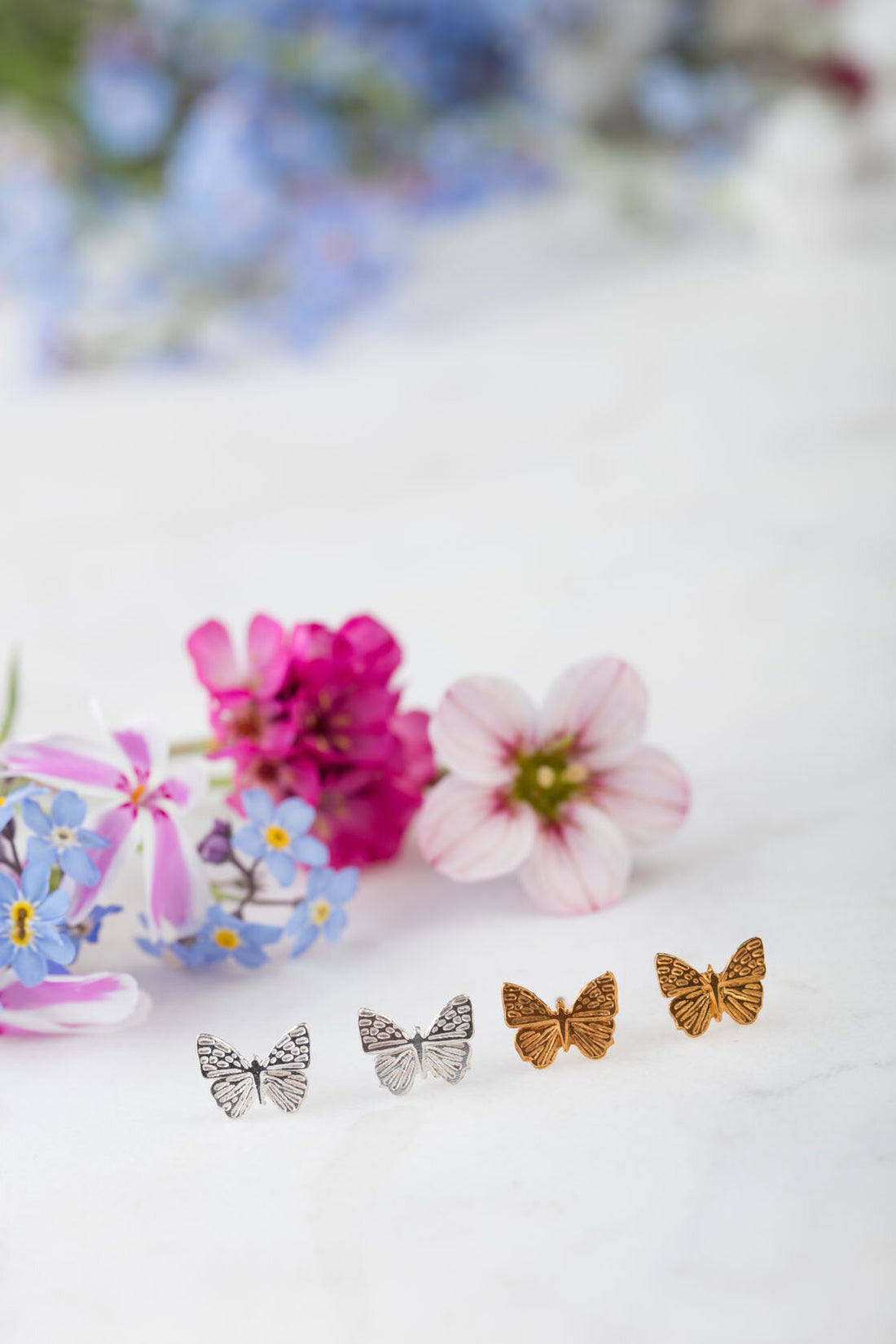 Silver Mini Butterfly Stud Earrings