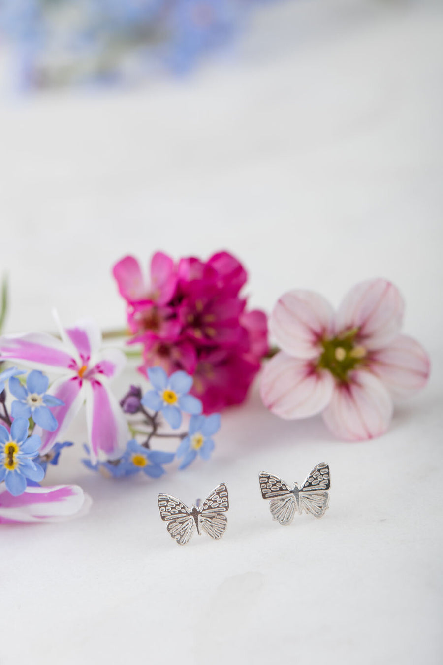 Silver Mini Butterfly Stud Earrings