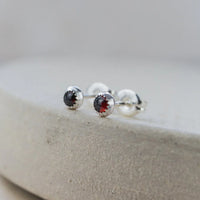 Silver Mini Gemstone Stud Earrings