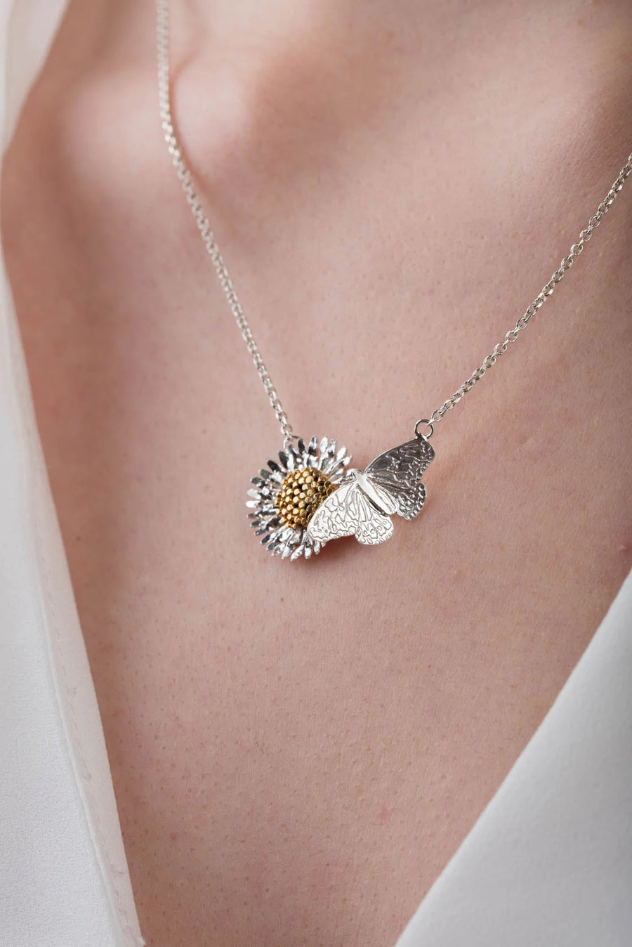 Butterfly and Daisy Necklace