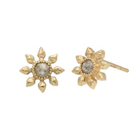 Grey Diamond Flower Earrings