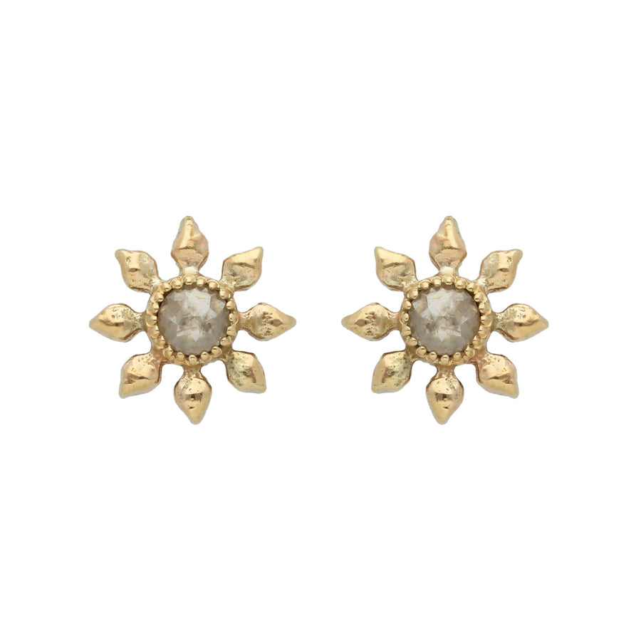 Grey Diamond Flower Earrings