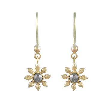 Diamond Flower Hook Earrings