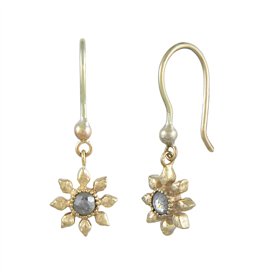 Diamond Flower Hook Earrings