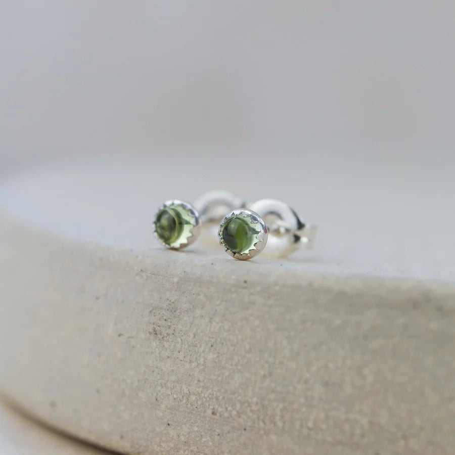 Silver Mini Gemstone Stud Earrings