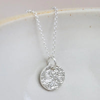 Silver Small Textured Circle Pendant