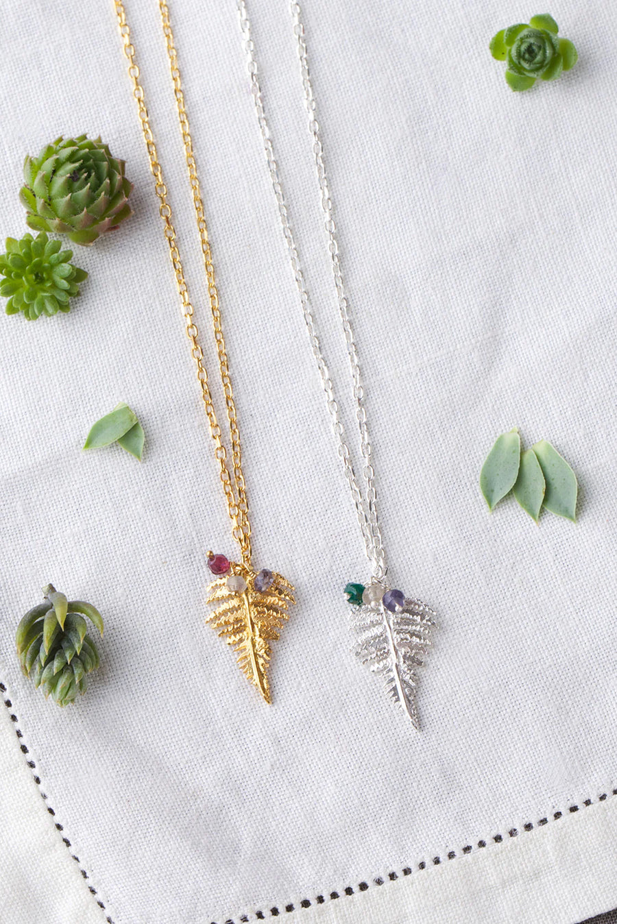 Silver Green Onyx Fern Pendant