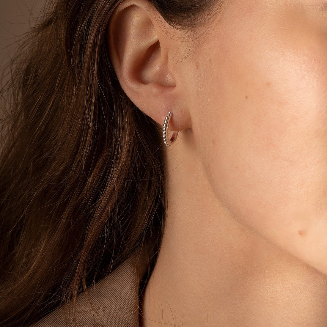 Silver Dotty Medium Hoop Earrings