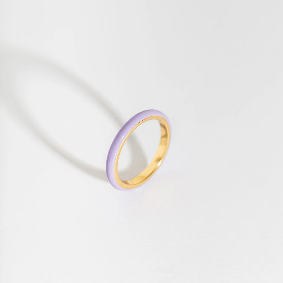 LAVENDER ENAMEL AND GOLD VERMEIL STACKING RING