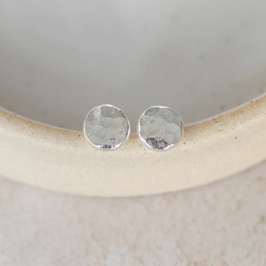 Silver Nugget Stud Earrings