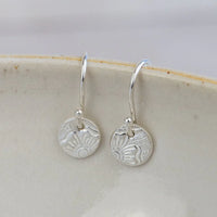 Silver Mini Textured Circle Earrings