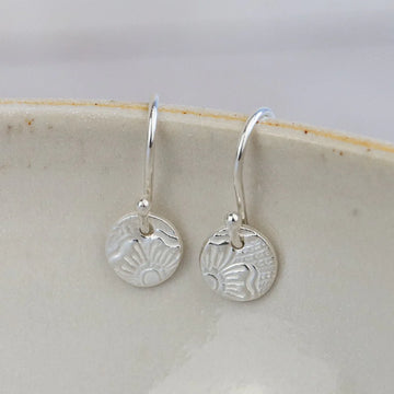 Silver Mini Textured Circle Earrings