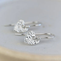 Silver Mini Textured Heart Earrings